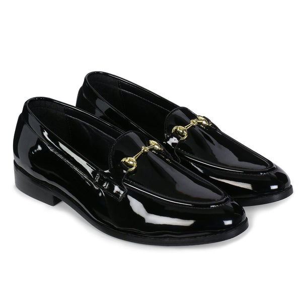 Henley Patent Black Horsebit Buckle Loafers. - THE BRAT ARMY