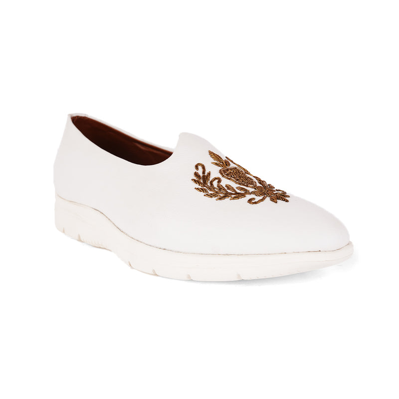 The Brat Army White Zardosi Ethnic Mojari Slip-On Sneakers – Modern Royalty