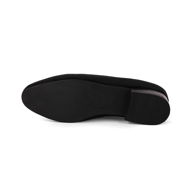 The Brat Army - Black( Midnight Noir) Embellished Slip-Ons in Ethical Suede