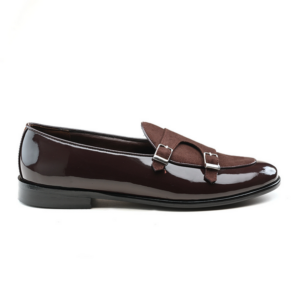 The Brat Army Oban Brown Patent Double Monk Slip Ons