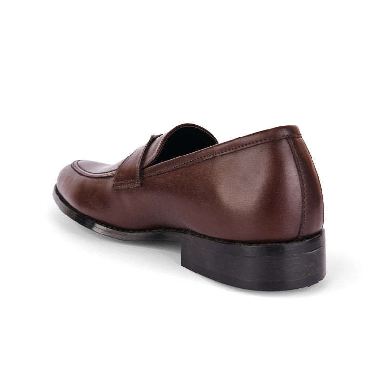 The Brat Army Derby Brown Twisted Strap Loafers.