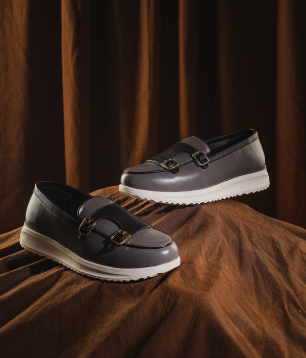 The Brat Army Madison Multicolor Grey/Black Double Monk  Sneaker