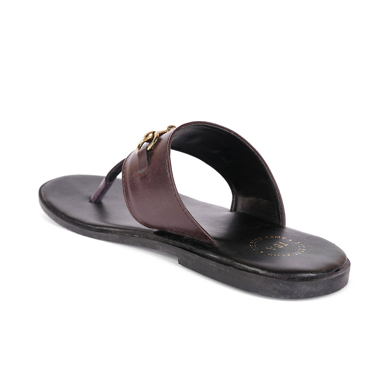 The Brat Army Brown Horsebit Sandals with Grip Sole and Buckle Detail