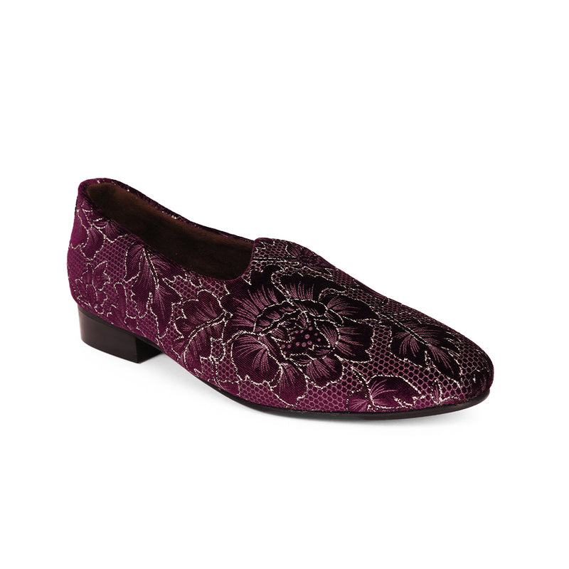 The Brat Army Royal Plum Velvet Ethnic Slip-Ons