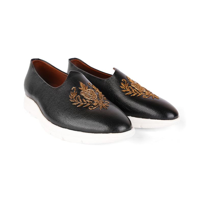 The Brat Army Black Zardosi Ethnic Mojari Slip-On Sneakers – Modern Royalty