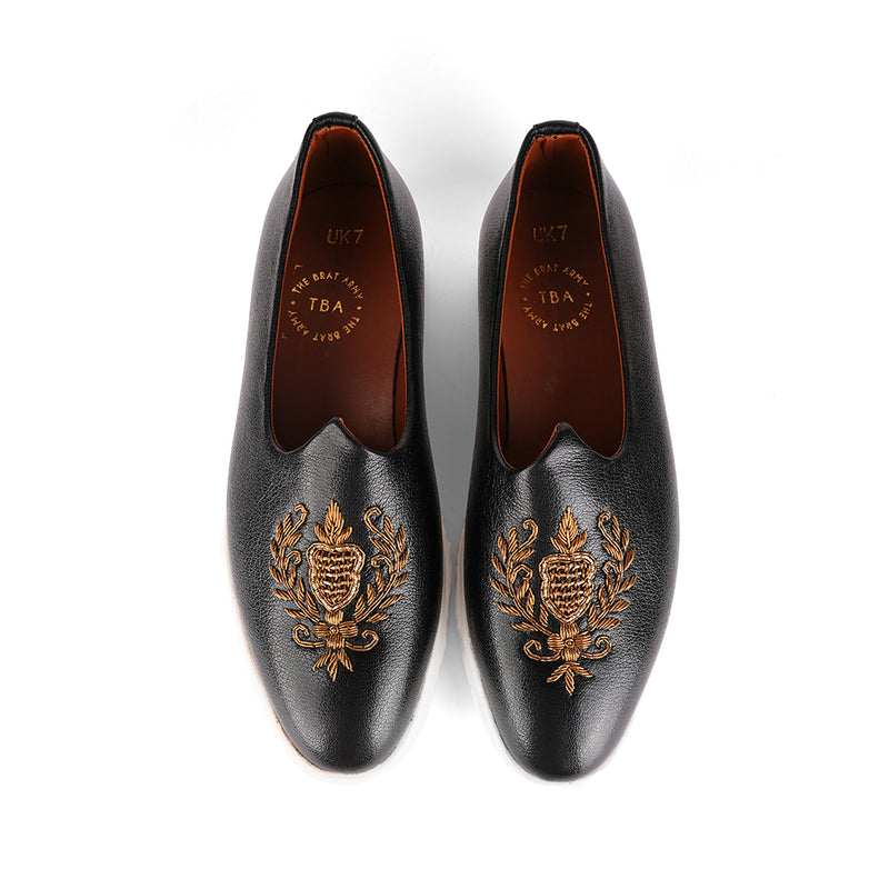 The Brat Army Black Zardosi Ethnic Mojari Slip-On Sneakers – Modern Royalty