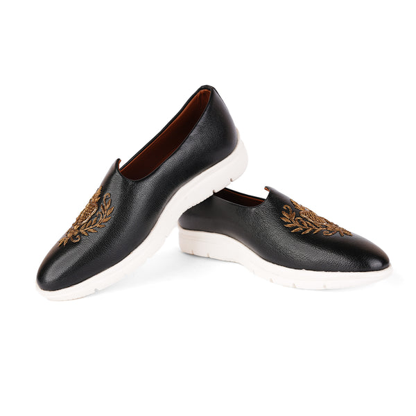 The Brat Army Black Zardosi Ethnic Mojari Slip-On Sneakers – Modern Royalty