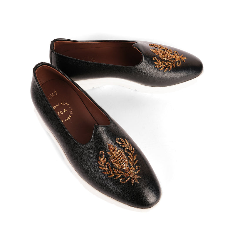 The Brat Army Black Zardosi Ethnic Mojari Slip-On Sneakers – Modern Royalty