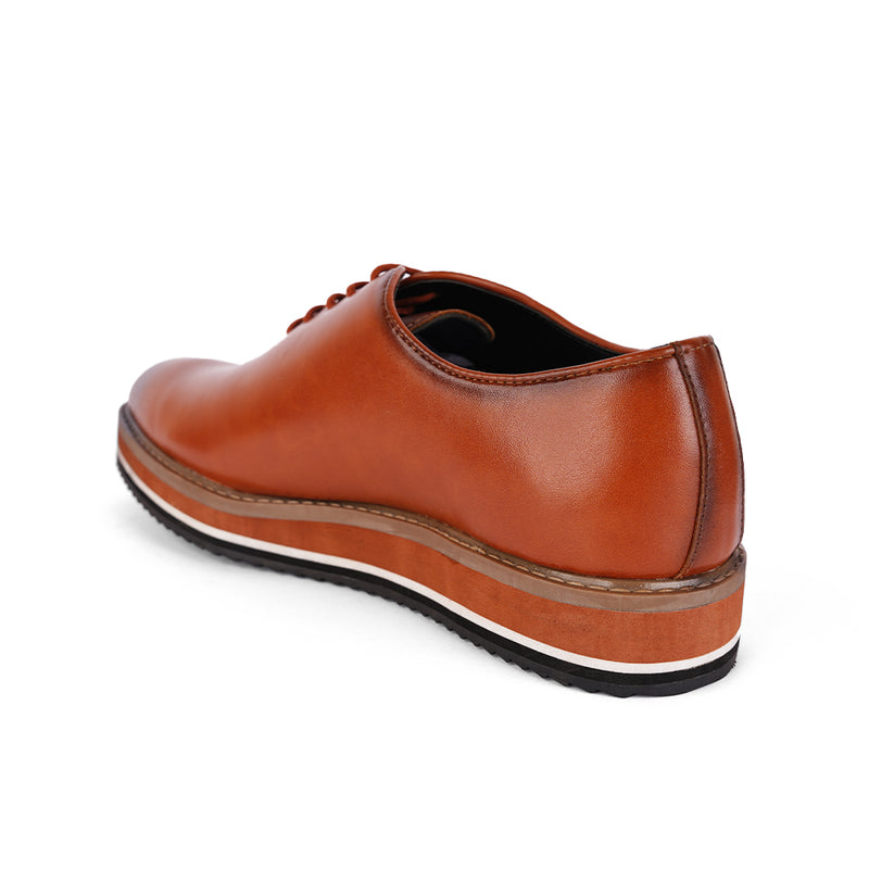 The Brat Army Tan Leather Sneakers with Stylish Hybrid Sole