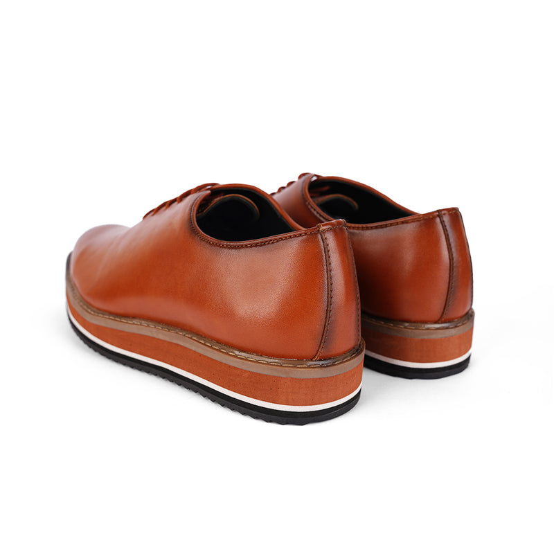 The Brat Army Tan Leather Sneakers with Stylish Hybrid Sole
