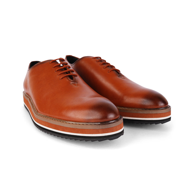 The Brat Army Tan Leather Sneakers with Stylish Hybrid Sole