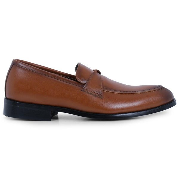 Derby Tan Twisted Strap Loafers. - THE BRAT ARMY