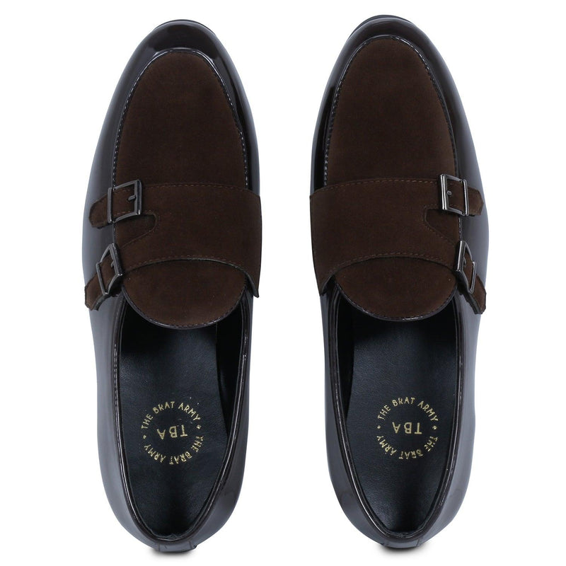 Oban Brown Patent Double Monk Slip Ons - THE BRAT ARMY
