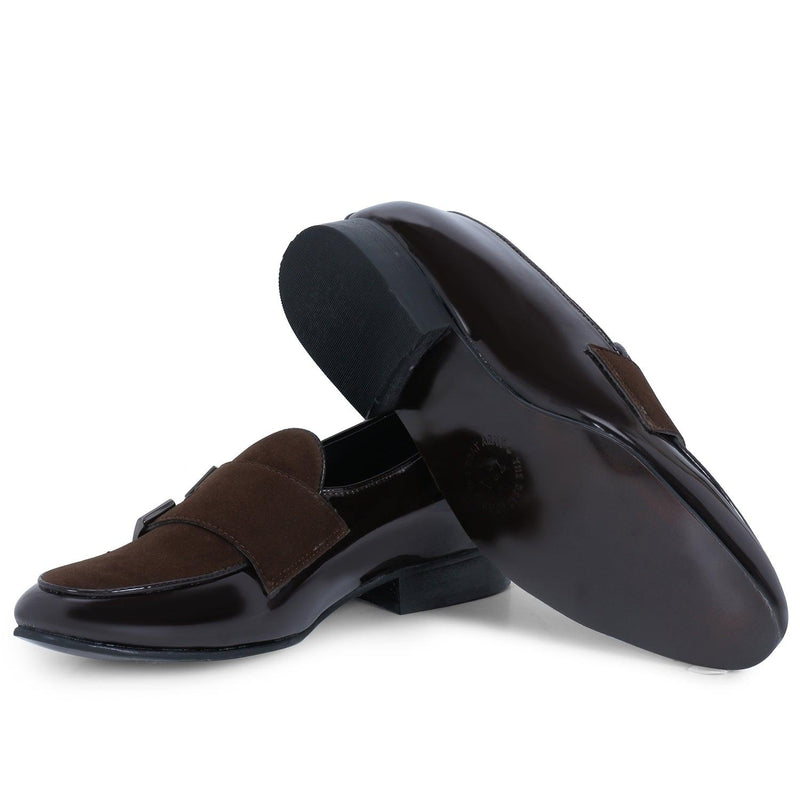 Oban Brown Patent Double Monk Slip Ons - THE BRAT ARMY