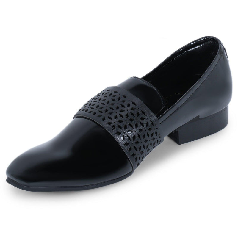 Montreux Patent Black Carved Strap Loafers. - THE BRAT ARMY