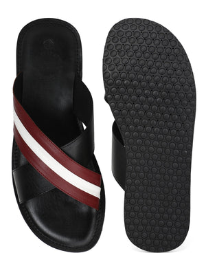 Indiana Black White/Red Vegan Sandals For Men