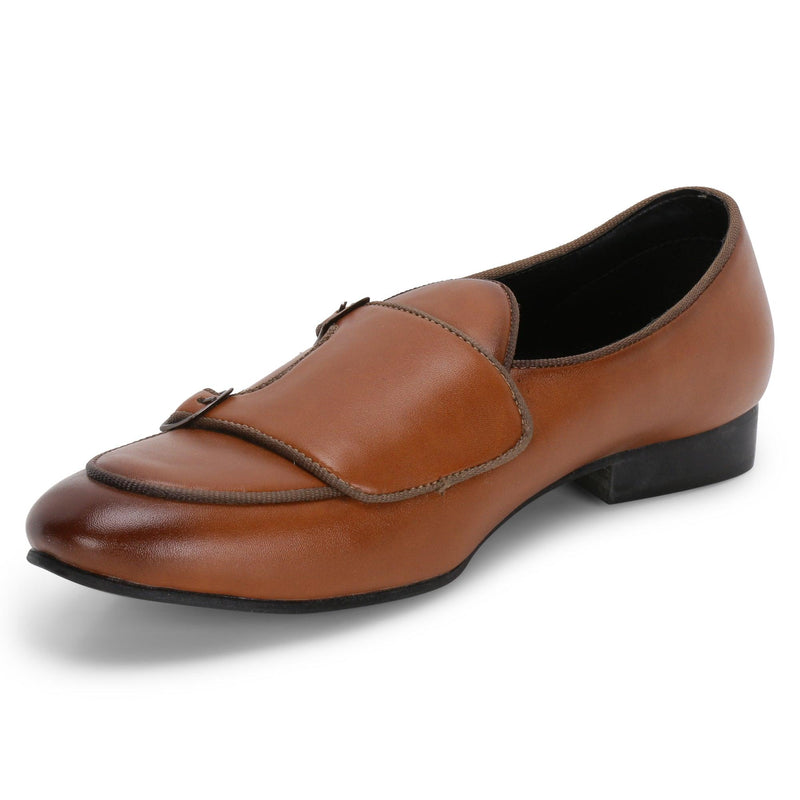 Bello Tan Double Monk Loafers - THE BRAT ARMY