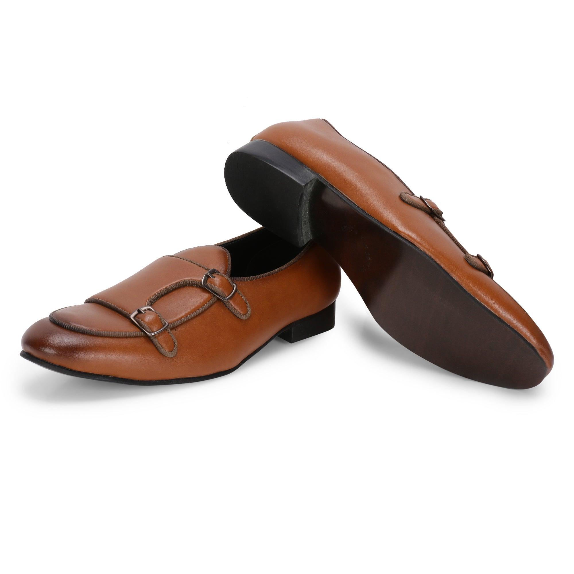 BELLO TAN DOUBLE MONK LOAFERS