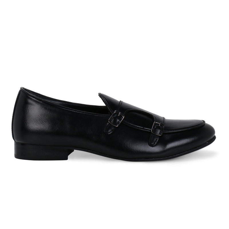 Bello Black Double Monk Loafers - THE BRAT ARMY