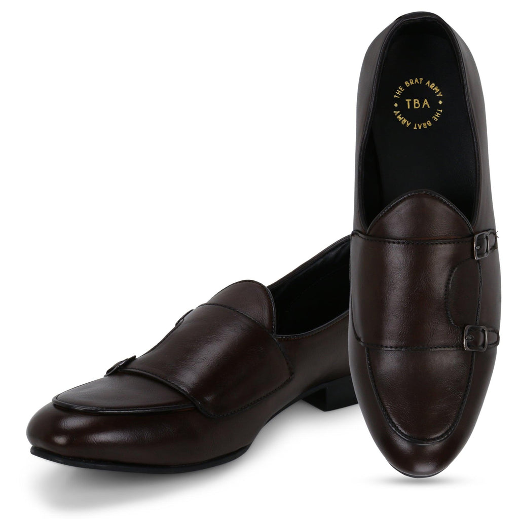 BELLO BROWN DOUBLE MONK LOAFERS