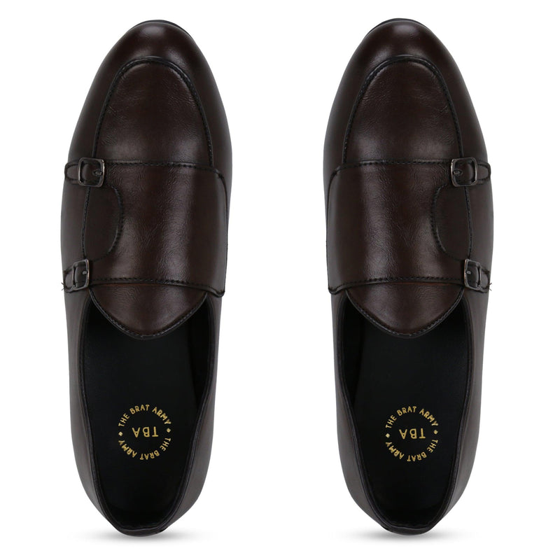 Bello Brown Double Monk Loafers - THE BRAT ARMY