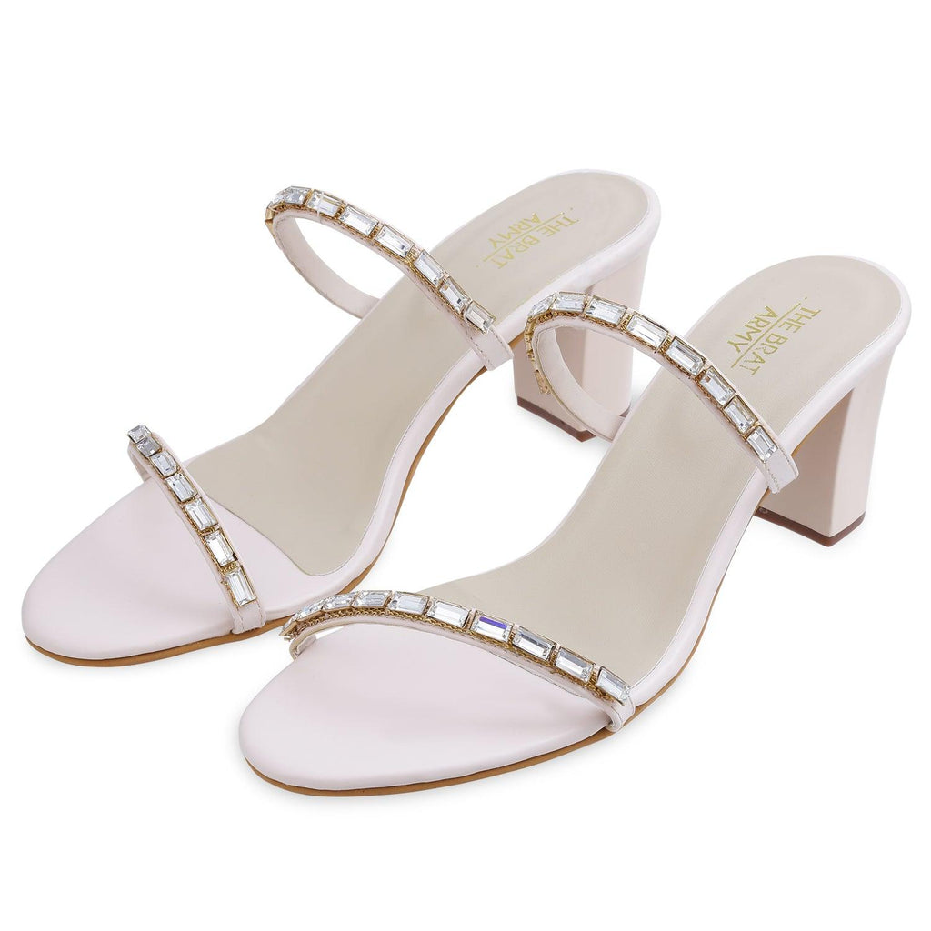 Stella Beige Embellished Ladies Heel Footwear