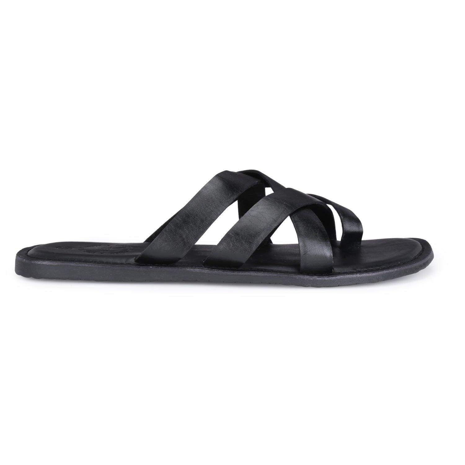 Vermont Black Vegan Slider Sandals For Men