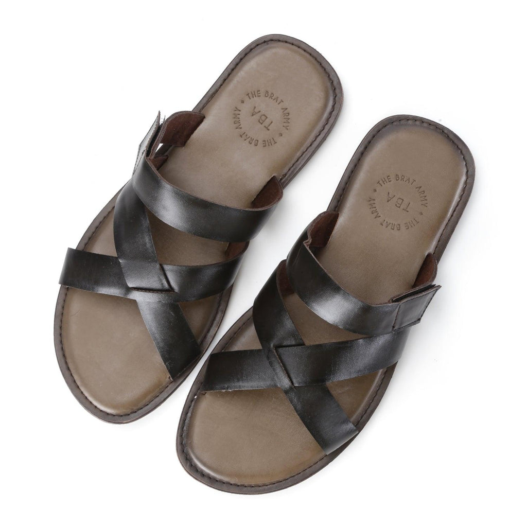 Carlow Black/Grey Vegan Slider Sandals For Men