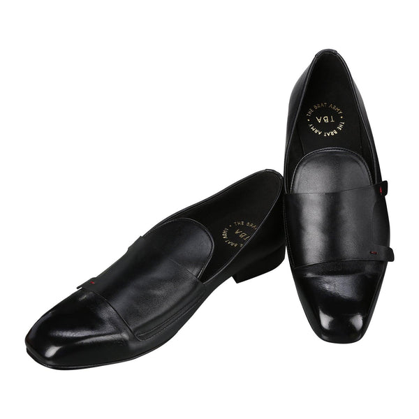 Bello Square Black Double Monk Loafers - THE BRAT ARMY
