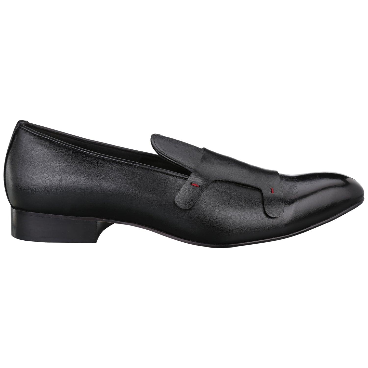 Bello Square Black Double Monk Loafers