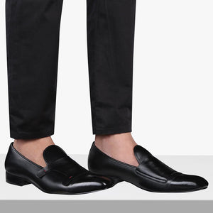 Bello Square Black Double Monk Loafers