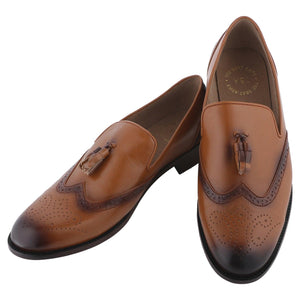 STEAFANO TAN WINGTIP BROGUES LOAFERS
