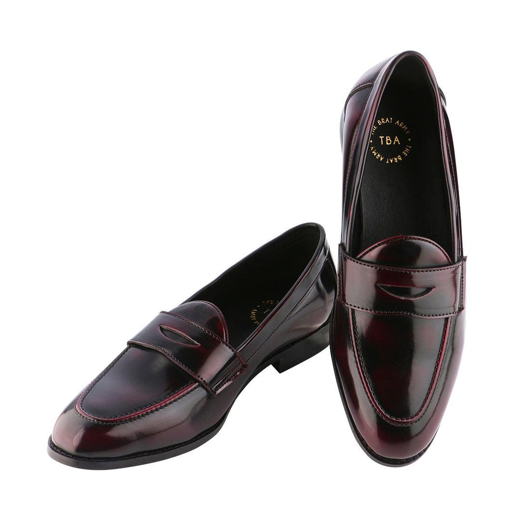 SIENA TIMELESS PATENT CHERRY/BLACK CLASSIC PENNY LOAFERS