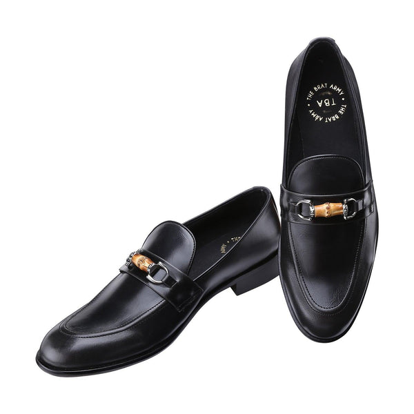 Normandy Black Bamboo Horsebit Buckle Loafers - THE BRAT ARMY