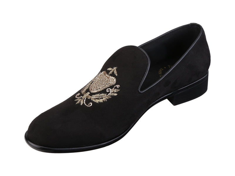 San Luis Black Hand-Embroidered Suede Loafers - THE BRAT ARMY