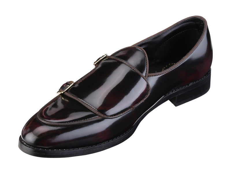 Bello Patent Cherry/Black Double Monk Loafers - THE BRAT ARMY