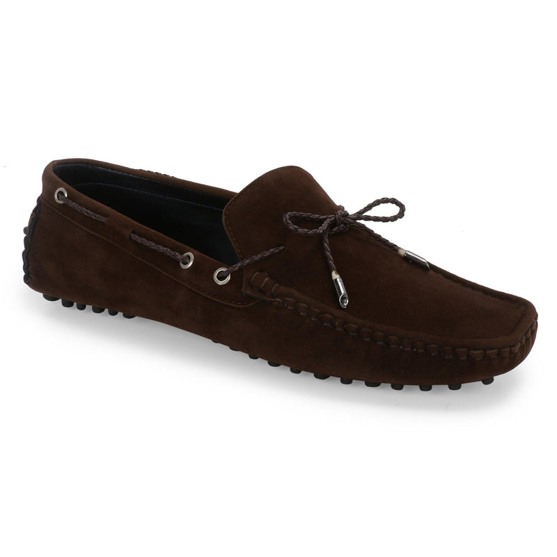 Aza Brown Suede Driving Loafers - THE BRAT ARMY