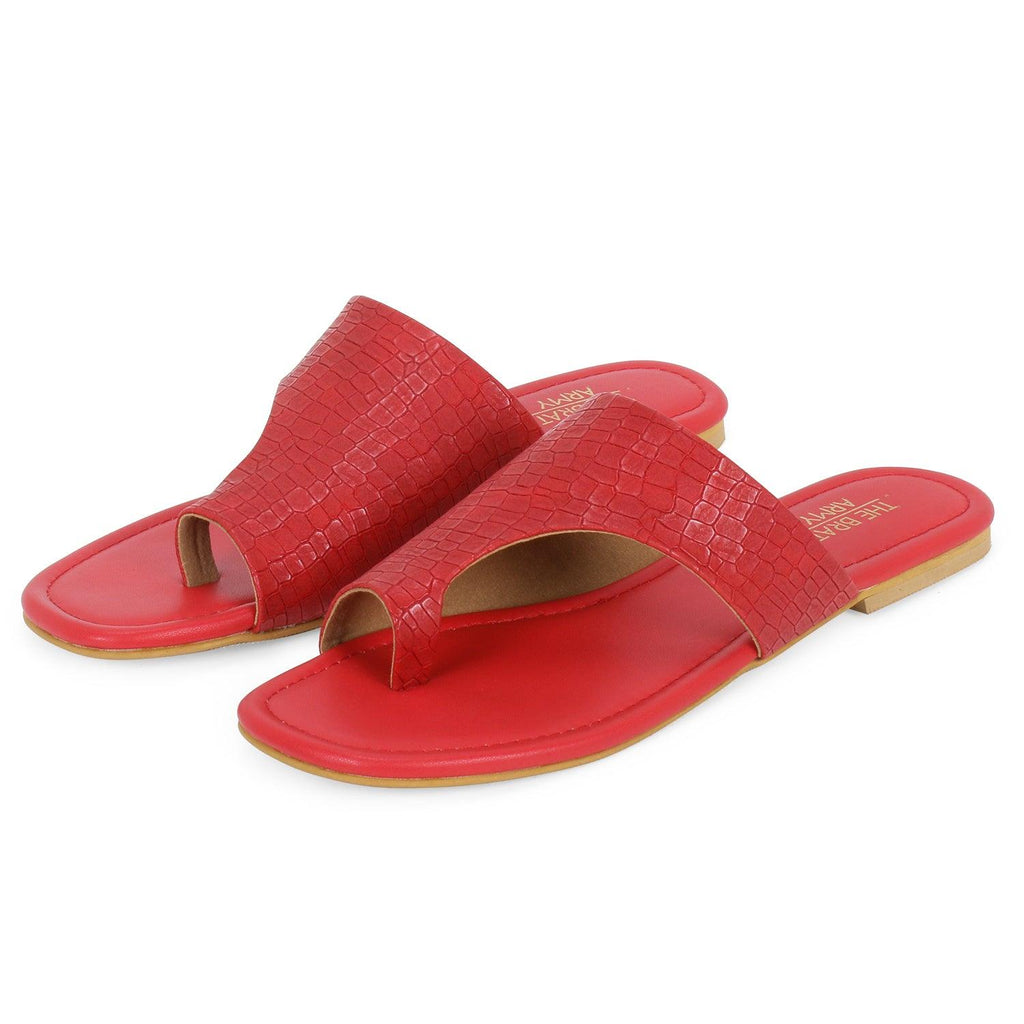 Zoe Red Ladies Flat Footwear