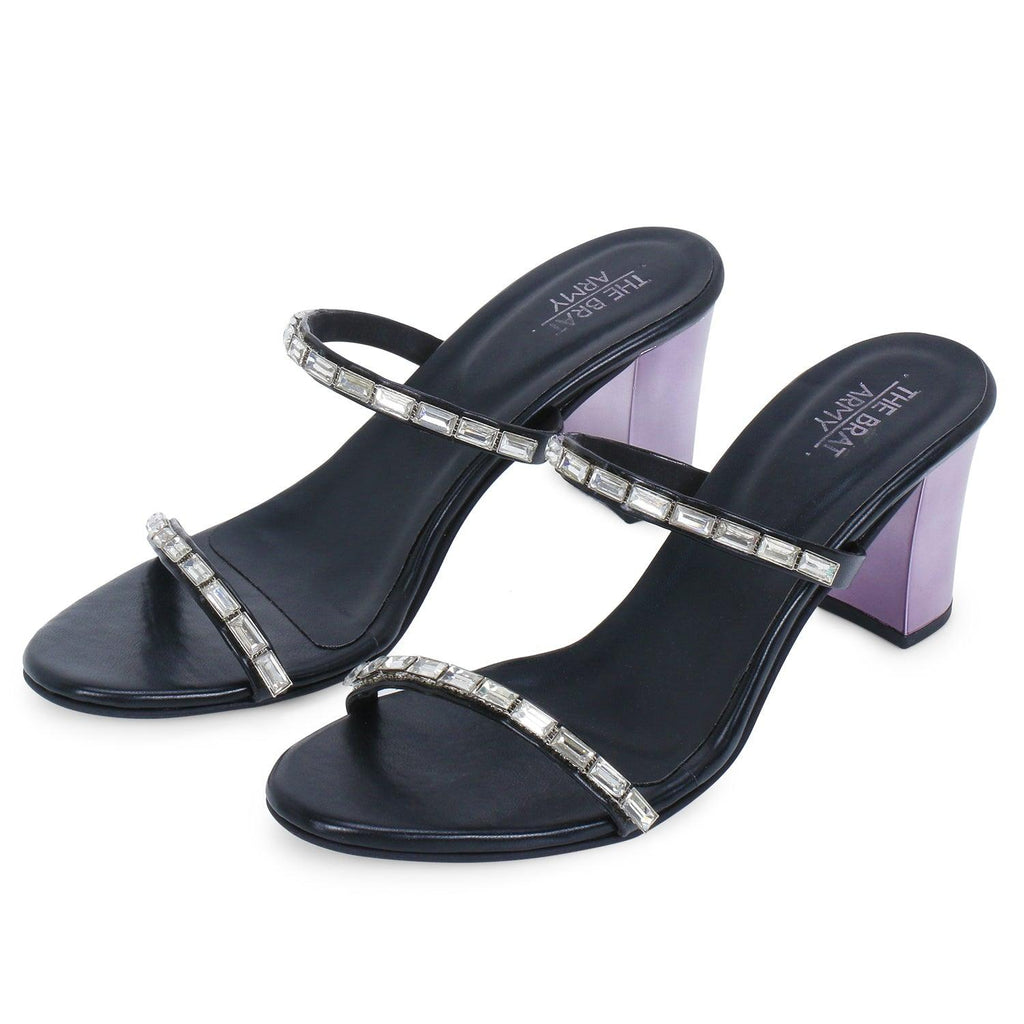 Stella Black Embellished Ladies Heels Footwear