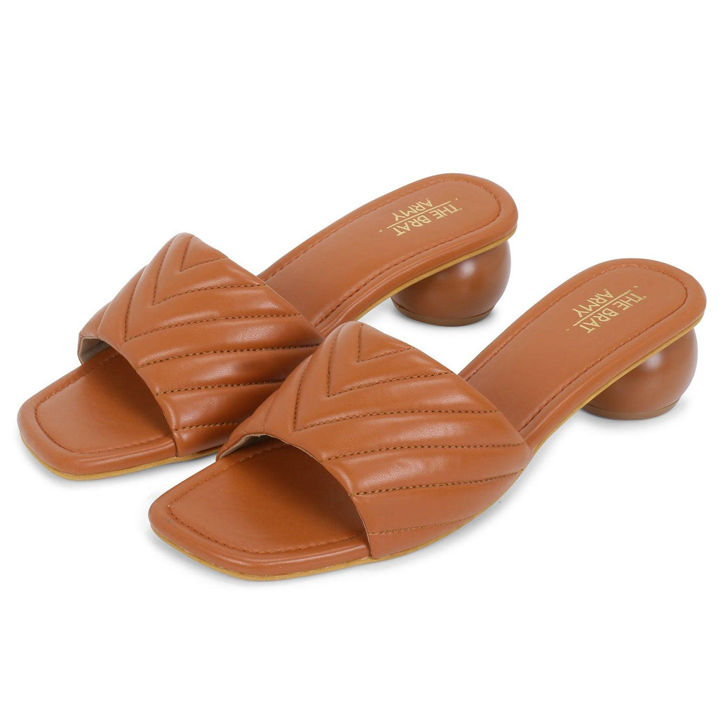 Brea Tan Slip - On Ladies Mid - Heel Footwear