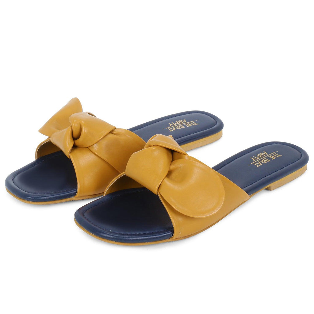 Mimi Yellow-Blue Slip - On Ladies Flat Footwear
